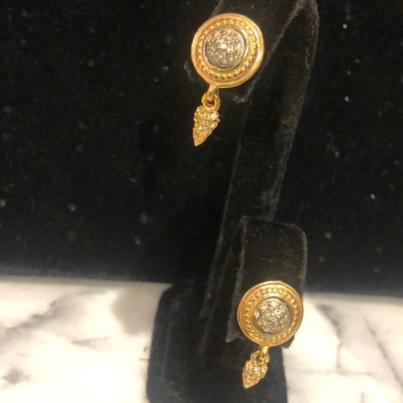 Stunning Pavé Button with Dangle Earring-Boutique - Picture 1 of 7